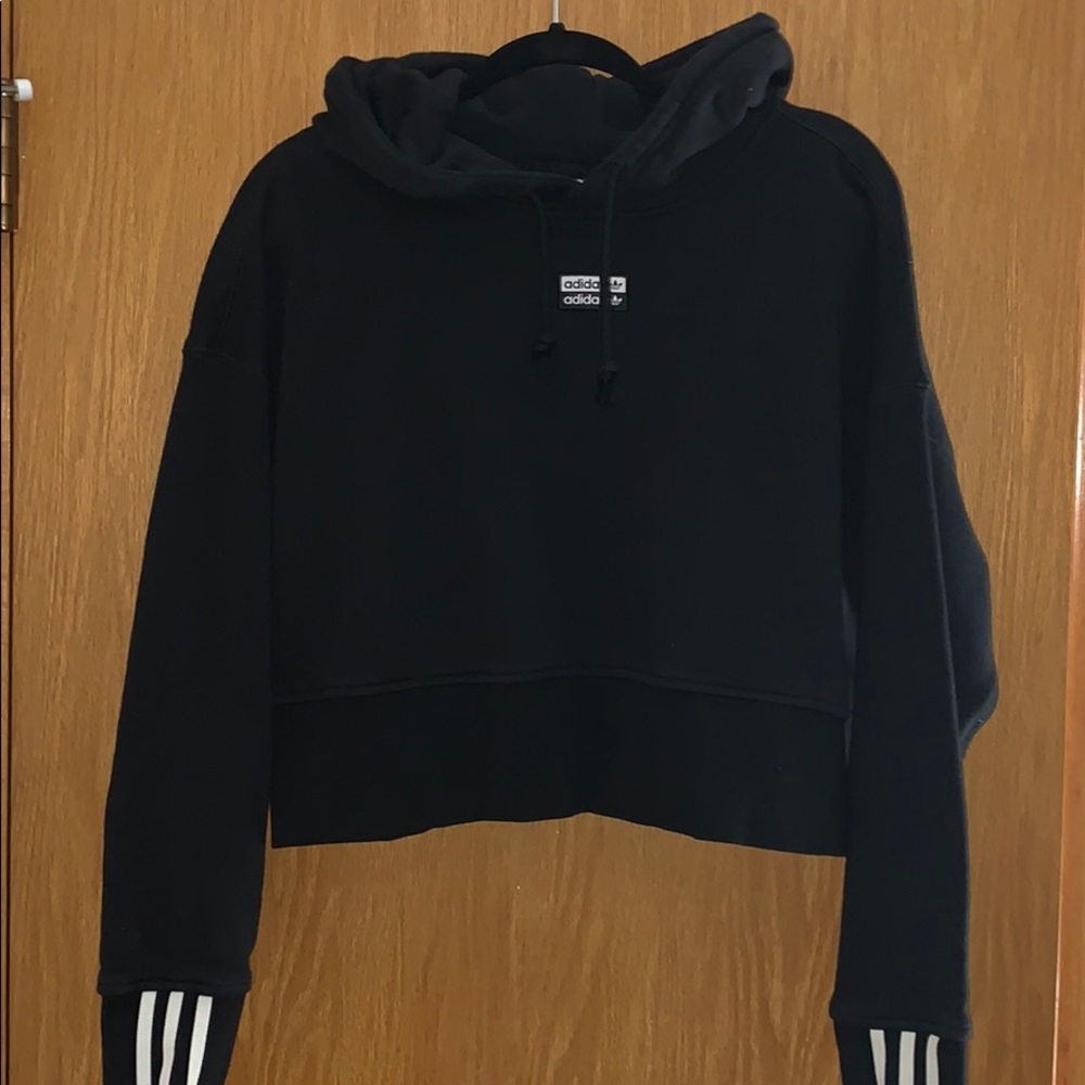 adidas crop hoodie sweatshirt